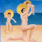 Anges en vacances - Angels on holiday!  Painting by Allison Carmichael