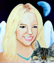 Britney Spears painting with cat