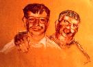 Father and son drawing in conte crayon